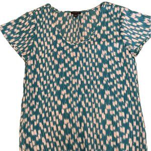 Ann Taylor Turquoise and White Short Sleeve Blouse Top Size XS